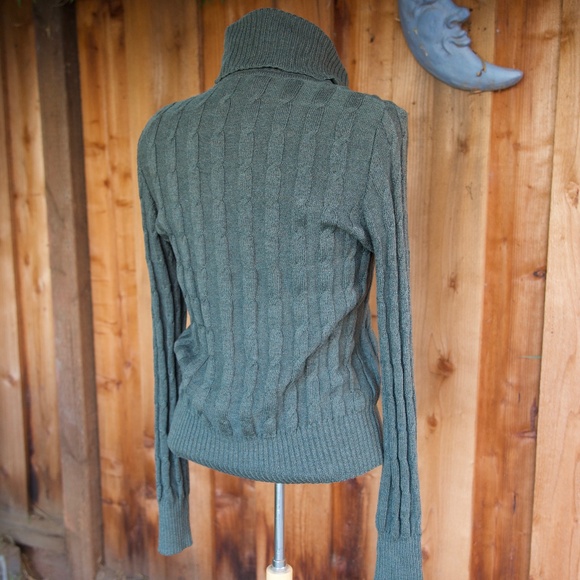 Vintage Laura Ashley 100% Wool Green Knitted Turtleneck Sweater Woman's Size M - Picture 13 of 16